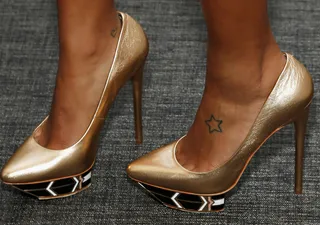 Heels Highs - Angela Simmons shows a bit of detail backstage.(Photo:&nbsp; Cindy Ord/BET/Getty Images for BET)