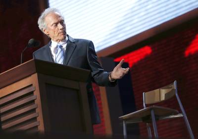 Clint Eastwood's Empty Chair - Actor Clint Eastwood addresses an empty chair that he said represented Obama during his endorsement of Romney at the Republican National Convention in Tampa, Florida.&nbsp; (Photo: REUTERS/Eric Thayer)