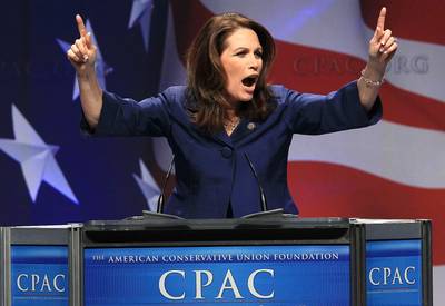 Hear Her Roar - Minnesota Rep. Michele Bachmann, the only woman in the Republican presidential race, speaks at the Conservative Political Action Conference in February 2011.(Photo: Mark Wilson/Getty Images)