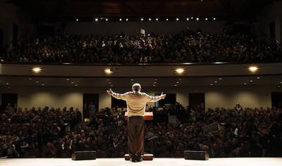Ron Paul, Campus Star - Some of Rep. Ron Paul's biggest fans were college students from around the nation, who considered him to be a libertarian messiah. Here he is addressing the campus of Bethel University in Arden Hills, Minnesota.  (Photo: AP Photo/Charles Rex Arbogast)
