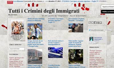 Italy’s Rightwing Bloggers Launch New Site - A group of right-wing bloggers and activists from Italy started an anti-immigrant news website called Tutti i crimini degli immigrati (“All the immigrants’ crimes”) that aggregates news about the involvement of foreign-born Italians citizens in crimes.  (Photo: Courtesy of tuttiicriminidegliimmigrati.com)