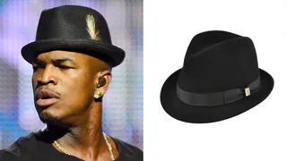 Francis Ellargo Pinch Fedora - Get your guy looking gentlemanly with a fancy fedora from Ne-Yo's Francis Ellargo line with Bollman.  (Photos from left: Isaac Brekken/Getty Images for Clear Channel, Francis Ellargo Pinch Fedora)