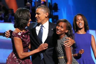 We Are Family - The first family on the final night of the Democratic National Convention in Charlotte, North Carolina.  (Photo: Chip Somodevilla/Getty Images)