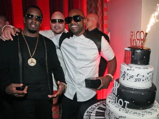 Bottles and Models - Sean Diddy Combs and Fat Joe celebrate producer Rico Love's 30th birthday in Miami. (Photo: Johnny Nunez/WireImage)