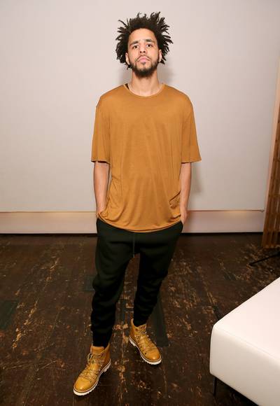 Best Foot Forward - J. Cole attends the premiere of his short film for luxury brand BALLY in New York. The recording artist recently launched a line of hiking boots in collaboration with the company.  (Photo: Neilson Barnard/Getty Images for BALLY)
