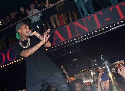 Viva La France - Tyga rocks out with the jet set at the VIP Room in Saint Tropez.   (Photo: Foc Kan/Getty Images)