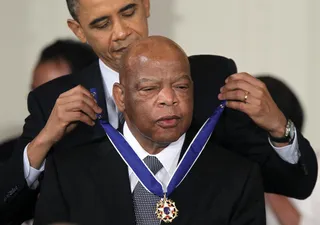 Medal Of Freedom - Rep. John Lewis is presented with the 2010 Medal of Freedom by President Barack Obama at the White House in 2011. The medal is the highest honor awarded to civilians.&nbsp;