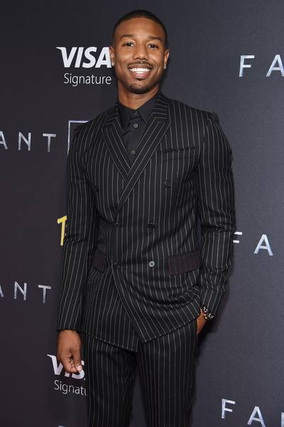 Stormy Weather - Michael B. Jordan looks sharp at the premiere of Fantastic Four in New York City.  (Photo: Jamie McCarthy/Getty Images)