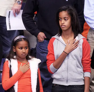 Paying Tribute - The girls participated in the National Anthem during a basketball game at Howard University in 2010. (Photo: Olivier Douliery-Pool/Getty Images)