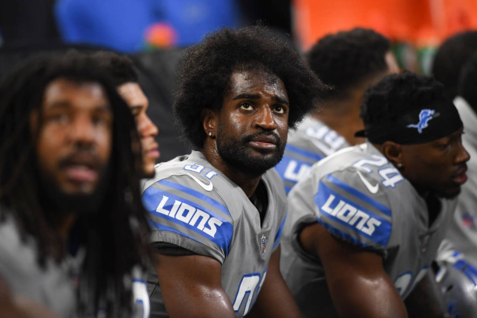 Detroit Lions defensive back D.J. Hayden (31) looks on during a game between the Chicago Bears and the Detroit Lions on December 16, 2017, at Ford Field in Detroit, MI. (Photo by Patrick Gorski/Icon Sportswire via Getty Images)