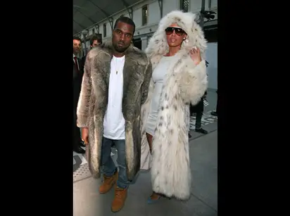 Kanye West & Amber Rose: Fur Coat Couple, kanye west amber rose fur coats  louis vuitton paris fashion week 06 - Photo