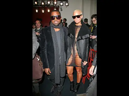 Kanye West & Amber Rose: Fur Coat Couple, kanye west amber rose fur coats  louis vuitton paris fashion week 06 - Photo