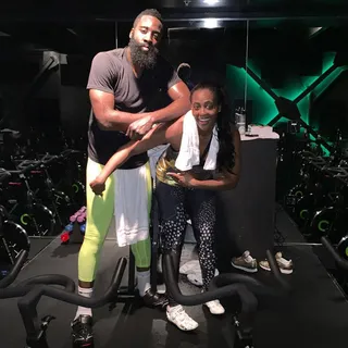 Nichelle Hines @spingalnichelle - The Hollywood Cycle star trains with baller James Harden at spin studio, Cycle House in LA. Spinning is a great all-over body workout.(Photo: Nichelle Hines via Instagram)