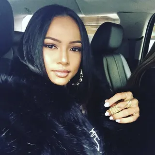 The Urban Chic Sistah - Bamboo earrings...at least two pair. The added fabulosity factor comes with the fur. Bold. Brave. Outstandingly beautiful.  (Photo: Karrueche Tran via Instagram)