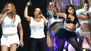 Salt-N-Pepa and Nicki Minaj - Salt-N-Pepa became the biggest selling female rap group, boldly exploring sexuality on songs like “Let’s Talk About Sex” and women’s liberation. Following in their footsteps,&nbsp;Nicki Minaj&nbsp;has&nbsp;become the most charted female rapper in the history of the Billboard 100 as she’s pushed sexual swag and street confidence to new heights. (Photos from left: Tim P. Whitby/Getty Images, Ethan Miller/Getty Images)