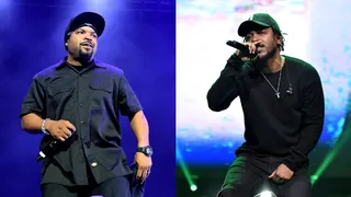 Ice Cube and Kendrick Lamar - Kendrick Lamar's latest LP,&nbsp;To Pimp a Butterfly, sports fierce commentary on tracks like “King Kunta” and “Alright.” In the same way, Ice Cube came to fame rapping and writing bold anthems on street life (“Gangsta Gangsta”) and injustice at the hands of law enforcement that K.Dot has so eloquently made hits about. Later, Cube garnered solo stardom via gangsterfied social songs like “Once Upon a Time in the Projects” and “Endangered Species.” (Photos: Earl Gibson/BET/Getty Images for BET)