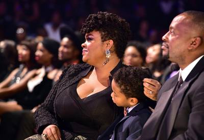 Mama's Boy - Honoree Jill Scott cuddles up with her little boy while watching the show.&nbsp;(Photo: Paras Griffin/BET/Getty Images for BET)