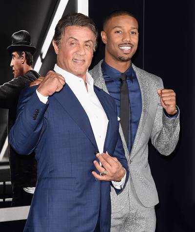 What a Stud - Jordan is all smiles and fists up with the legendary actor Sylvester Stallone at the premiere of their new film,&nbsp;Creed, directed by Fruitvale Station's Ryan Coogler. Utter perfection.  (Photo: Jason Merritt/Getty Images)