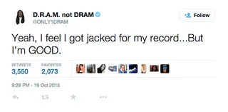 Jockin' My Fresh - I'm guessing his hotline don't bling.&nbsp;(Photo: DRAM via Twitter)