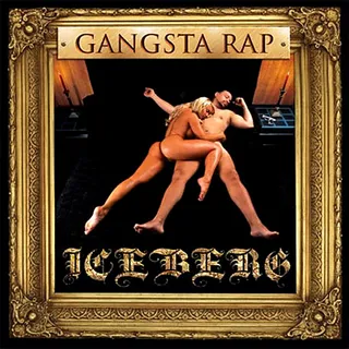 Iceberg aka Ice-T Gangsta Rap - The gilded frame didn't added any class to the cover of Ice-T's (then going by the alias Iceberg) eighth studio album Gangsta Rap (2006) which featured T and his voluptuous wife Coco naked in bed. Record companies wanted the album cover censored but Ice clearly won that battle. (Photo: Melee Records)