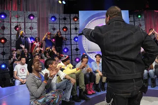 Salute! - Busta Rhymes salutes the livest audience at 106 &amp; Park, February 2, 2012. (Photo: John Ricard / BET)