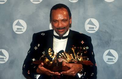 The Legacy - We don't really need the Grammys to verify Quincy's legacy, but in case you were wondering, he has a record 79 nominations, won 27 and received a Grammy &quot;Legend&quot; Award in 1991. Game recognize game.&nbsp;(Photo: Bill Swersey/Liaison)