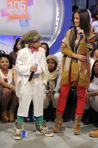 Be My Valentine - Key Swagg 3000 with Rocsi Diaz at 106 &amp; Park, February 1, 2012. (Photo: John Ricard / BET)