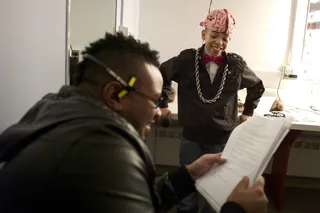 Are You Ready - Key Swag 3000 with show producer Jeremy in the green room at 106 &amp; Park, February 1, 2012. (Photo: John Ricard / BET)