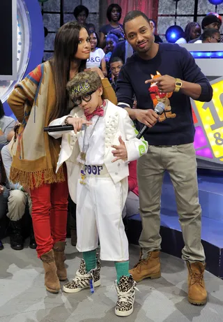 Rock Stars - Key Swagg 3000 with Terrence J and Rocsi Diaz at 106 &amp; Park, February 1, 2012. (Photo: John Ricard / BET)