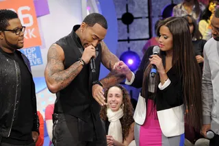 Just in Time - Will of Day26 shows his bling off to Rocsi Diaz at 106 &amp; Park, February 2, 2012. (Photo: John Ricard / BET)