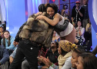 Hug Me - A$AP Rocky shows love to his fans at 106 &amp; Park, February 1, 2012.(Photo: John Ricard / BET)