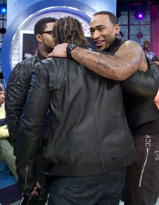 Hugs All Around - Day26 during commercial break at 106 &amp; Park, February 2, 2012. (Photo: John Ricard / BET)