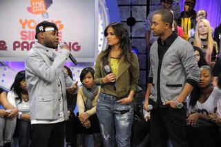 It's Tray - Tray Chaney talks with Terrence and Rocsi about parenting at 106 &amp; Park, January 30, 2012. (Photo: John Ricard / BET)