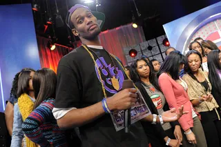 It's My Turn - Freestyle Friday challenger Rio the Raptor, who hails from Columbia, MD, at 106 &amp; Park, January 27, 2012. (Photo: John Ricard / BET)