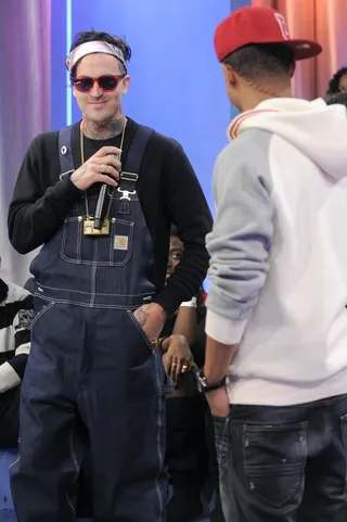 Hmmm ... - Yelawolf at 106 &amp; Park, January 27, 2012. (Photo: John Ricard / BET)