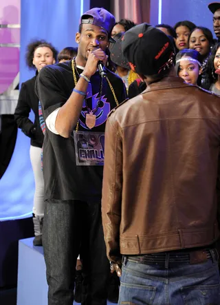 Spit Hard - Freestyle Friday challenger Rio the Raptor battles at 106 &amp; Park, January 27, 2012. (Photo: John Ricard / BET)