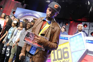 It's Rio, Homie - Freestyle Friday challenger J. Dose, who hails from Philadelphia, PA, at 106 &amp; Park, January 27, 2012. (Photo: John Ricard / BET)