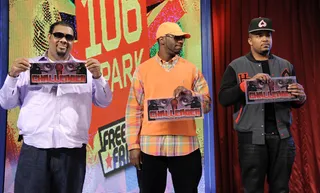 Give It to J. Dose - Freestyle Friday judges Fatman Scoop, Young Dro and DJ Boof decide in favor of J. Dose at 106 &amp; Park, January 27, 2012. (Photo: John Ricard / BET)