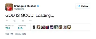 D'Angelo Russell @Dloading - Ohio State's D'Angelo Russell figures to be the third overall pick in the draft. Blessed indeed.(Photo: D'Angelo Russell via Twitter)