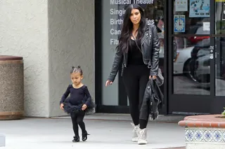 Dance Mom - North West is super adorbs in her little tutu as she leaves dance class with mommy Kim Kardashian.(Photo: Juan Sharma/Bruja, PacificCoastNews)