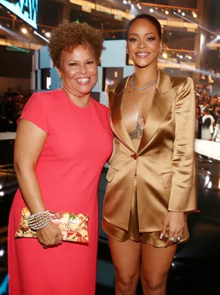 Boss Chicks - You never know who you'll run into at the BET Awards. BET Networks Chairman and Chief Executive Officer Debra Lee caught this photo op with Rihanna. (Photo: Christopher Polk/BET/Getty Images for BET)