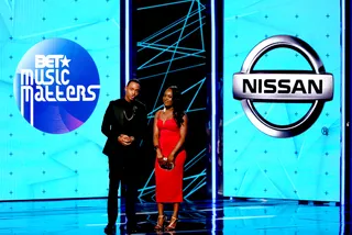 Swerve Into a New Whip  - BET Awards Nissan contest winner&nbsp;Rebecca Striplet takes the stage to proudly announce the Music Matters performer Andra Day alongside former 106 &amp; Park host&nbsp;Terrence J. That's not all! She also wins a brand new car. (Photo: Mark Davis/BET/Getty Images for BET)