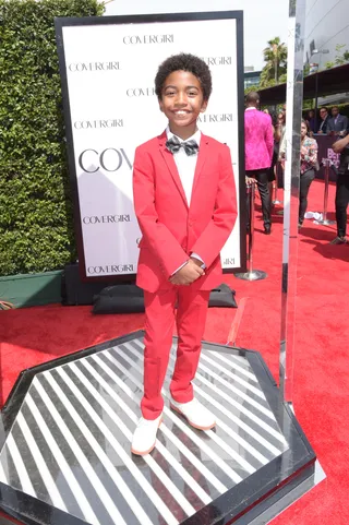 Myles Brown&nbsp; - Red is definitely Myles's color. He's beaming on the Glam Stage.&nbsp; (Photo: Jason Kempin/BET/Getty Images for BET)