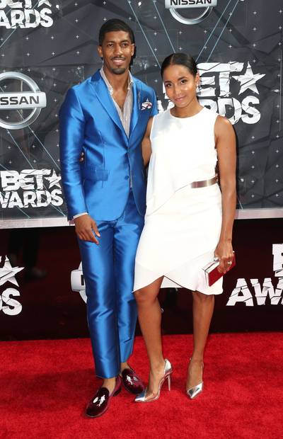 Fonzworth Bentley and Faune A. Chambers&nbsp; - Perfectly matching in blue and white, Fonzworth&nbsp;and Faune are doing their thing on the red carpet.&nbsp;   (Photo: Frederick M. Brown/Getty Images for BET)
