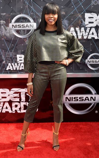 Tink - The singer-songwriter rocks a two-piece pants set like no other! Can we have a moment for this gilded ‘fit?  (Photo: Earl Gibson/BET/Getty Images for BET)