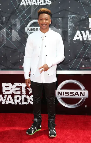 Jacob Latimore - The entertainer’s ‘fit is courtesy of brands ASOS and Zara. The fancy footwear he sports is by Camper. &nbsp;  (Photo: Frederick M. Brown/Getty Images for BET)