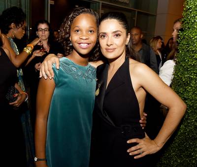 Women of Color Winning - Actresses Quvenzhané Wallis and Salma Hayek pose at the after party for the screening of GKID's&nbsp;Kahlil Gibran's The Prophet, an animated film based on the prose of the classic poet's most notable work, at the Los Angeles County Museum of Art.&nbsp;(Photo: Kevin Winter/Getty Images)