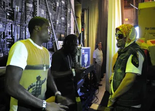 Words with Friends - Backstage: Meek Mill and French Montana at 106 &amp; Park, August 20, 2012. (Photo: John Ricard / BET)
