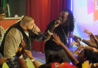 Mavado and DJ Khaled - Mavado joins DJ Khaled onstage at 106 &amp; Park, August 20, 2012. (Photo: John Ricard / BET)