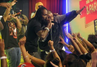 Bounce, Bounce - Mavado joins DJ Khaled onstage at 106 &amp; Park, August 20, 2012. (Photo: John Ricard / BET)